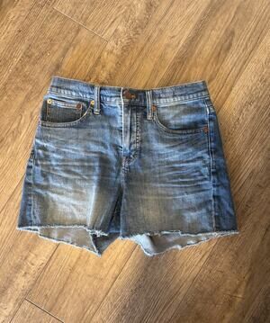 Madewell High-Rise Denim Mid-Length Casual Shorts Womens Blue Size 26 Classic